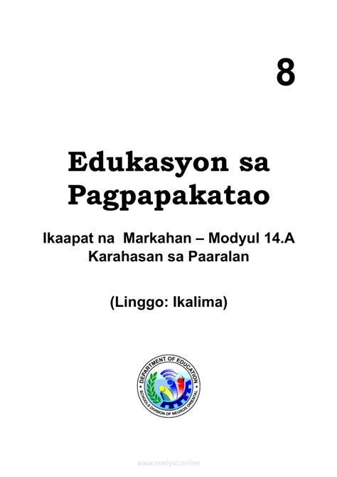 Grade 8 Edukasyon sa Pagpapakatao Modyul: Karahasan sa .